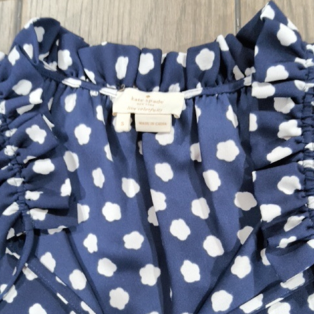 Kate Spade Blue and White Polka Dot Top